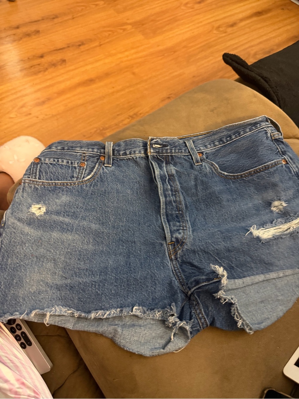 Levi's Distressed Blue Denim Cutoff Shorts